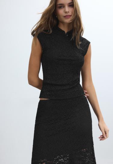 Stradivarius Футболка в стиле ципао с кружевом купить с доставкой.