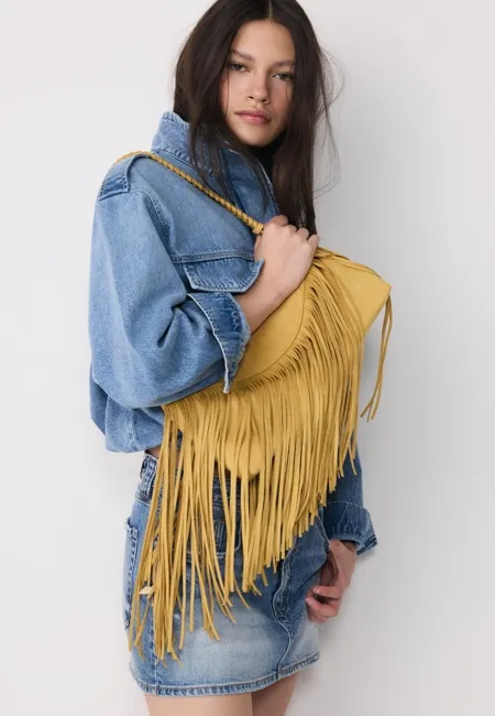 Удлиненная сумка с бахромой- Заказать в России