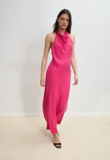 Платье миди с горловиной халтер и открытой спиной- Заказать в России