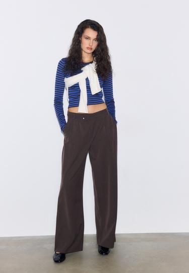 Stradivarius Базовая футболка из хлопка в полоску с длинными рукавами купить с доставкой.