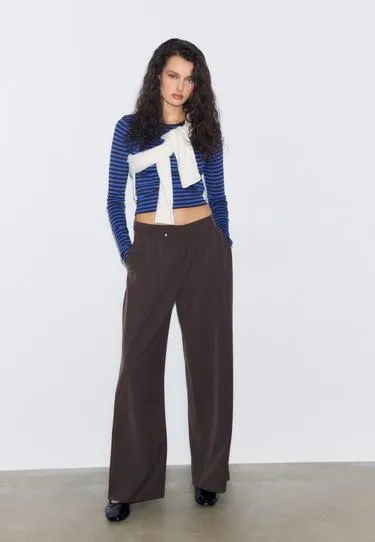 Базовая футболка из хлопка в полоску с длинными рукавами- Заказать в России