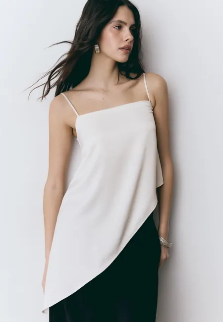 Атласный топ с асимметричным низом- Заказать в России