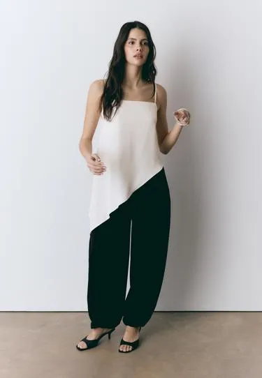 Satin asymmetric hem top- Заказать в России