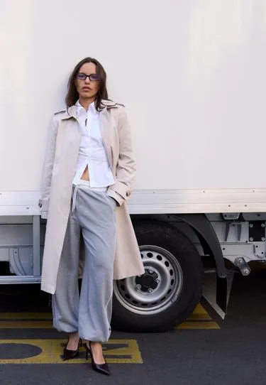 Длинный однобортный тренч