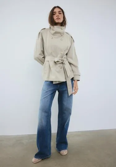 Тренч с высоким воротником- Заказать в России