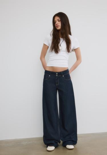 Stradivarius Джинсы с низкой посадкой и двойной пуговицей