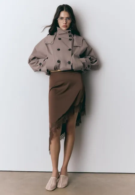 Асимметричная юбка из сатина- Заказать в России