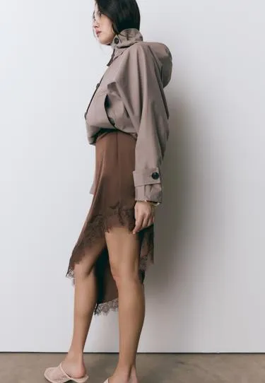 Асимметричная юбка из сатина- Заказать в России