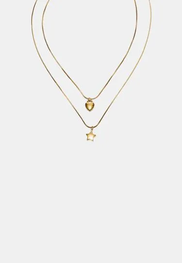 Набор из 2 водонепроницаемых ожерелий со звездой и сердцем- Заказать в России