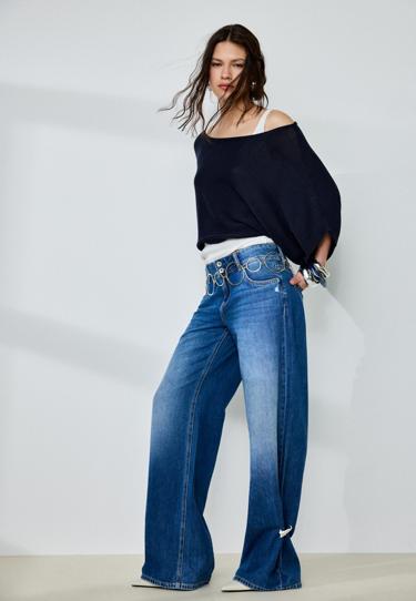 Stradivarius Джинсы с низкой посадкой на двух пуговицах