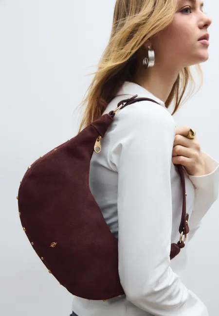 Сумка на плечо с заклепками, 100% кожа