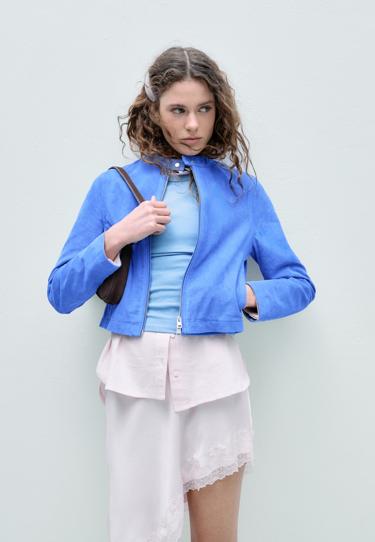 Stradivarius Мотоциклетная куртка из 100% кожи