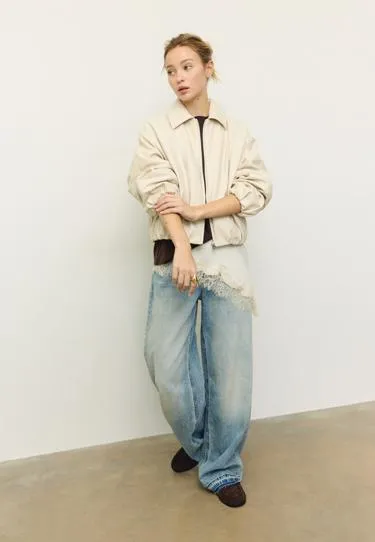 Quilted faux leather bomber jacket- Заказать в России