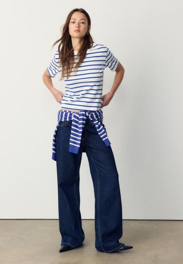 Stradivarius Базовая футболка классического кроя из плотной ткани в полоску купить с доставкой.