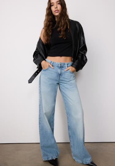 Stradivarius Джинсы с низкой посадкой и широкими штанинами со звездой купить с доставкой.