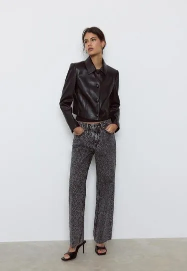 Укороченный пиджак из искусственной кожи