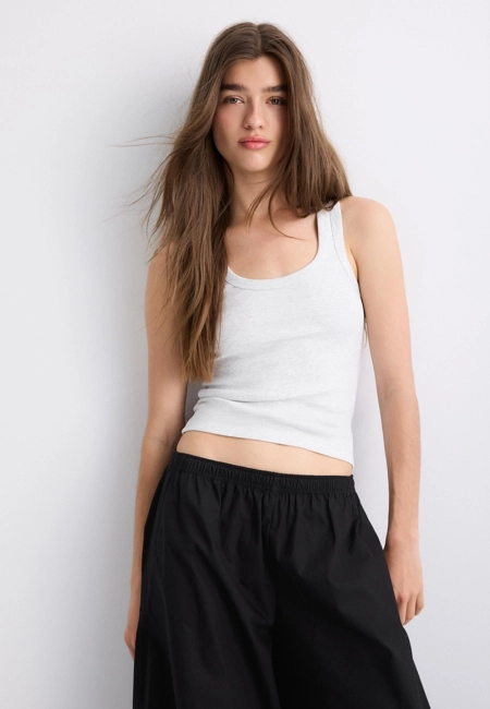 Stradivarius Майка-борцовка в рубчик из хлопка купить с доставкой.