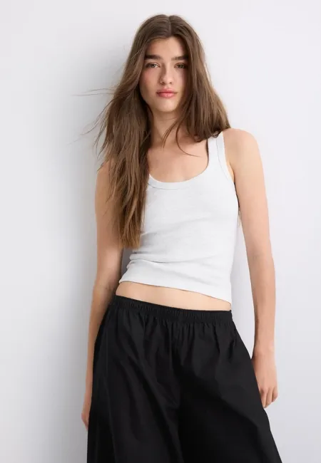 Майка-борцовка в рубчик из хлопка- Заказать в России