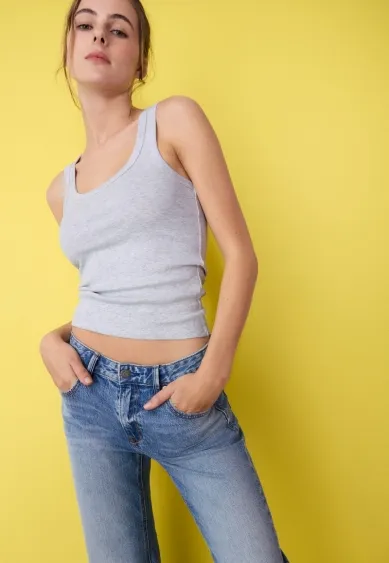 Майка-борцовка в рубчик из хлопка- Заказать в России