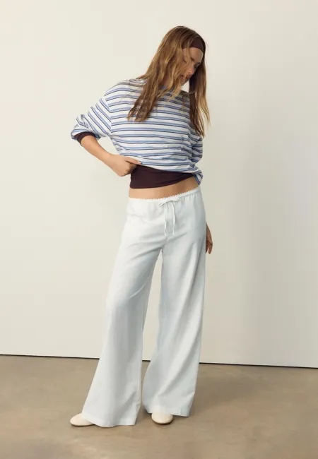 Брюки свободного кроя под лен- Заказать в России