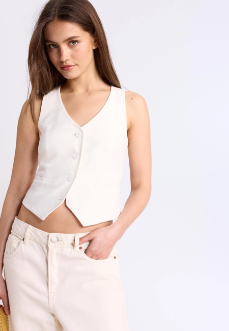 Stradivarius Базовый жилет под лён