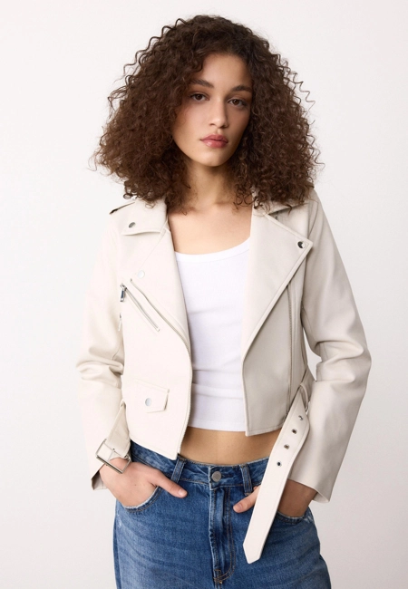 Stradivarius Куртка-косуха с поясом из искусственной кожи