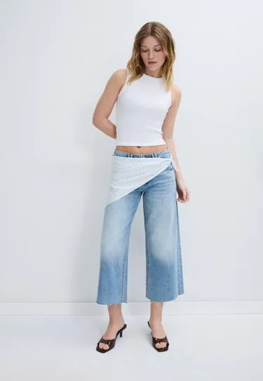 Джинсы-кюлоты с платком- Заказать в России