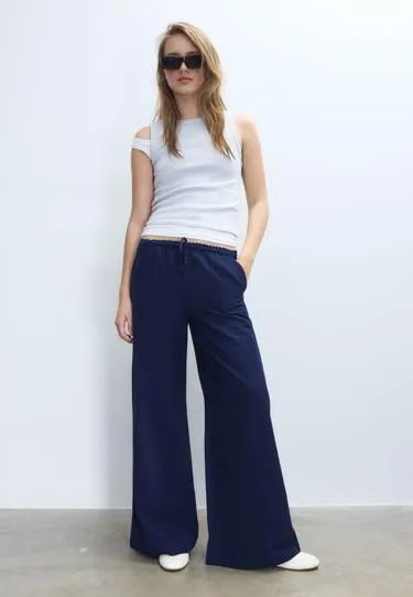 Брюки свободного кроя под лен- Заказать в России