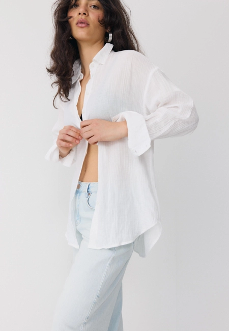 Stradivarius Базовая рубашка из двух видов ткани