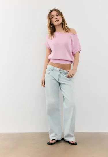 Топ из трикотажа рустик с вырезом-лодочкой