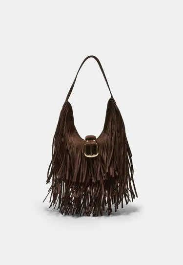 Сумка на плечо с бахромой и пряжкой- Заказать в России