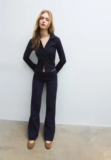 Брюки-сетка с отворотом на талии