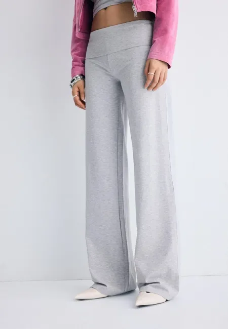 Брюки-сетка с отворотом на талии- Заказать в России