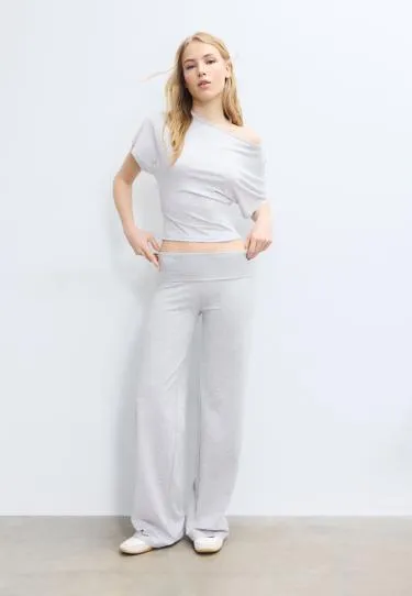 Брюки-сетка с отворотом на талии- Заказать в России