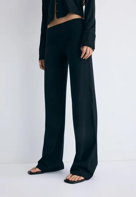 Брюки-сетка с отворотом на талии- Заказать в России