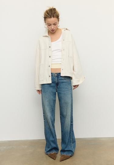 Stradivarius Джинсовая куртка с накладными карманами