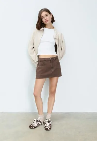 Джинсовая юбка-шорты в полоску- Заказать в России