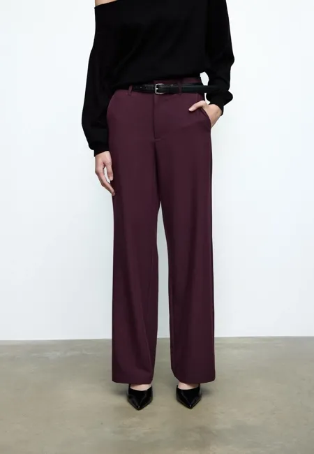 Прямые струящиеся брюки с поясом- Заказать в России