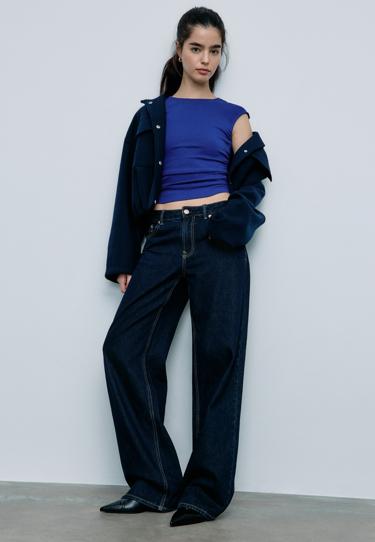 Stradivarius Базовая футболка облегающего кроя со сборками купить с доставкой.