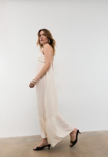 Stradivarius Длинное платье из вискозы с бусинами купить с доставкой.