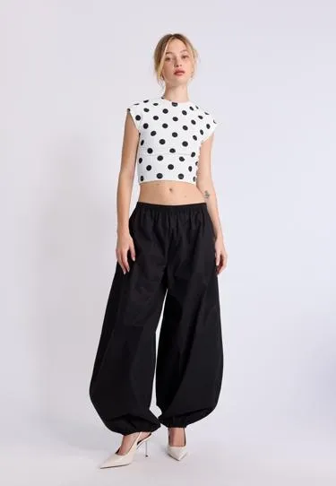 Укороченная футболка в горошек- Заказать в России