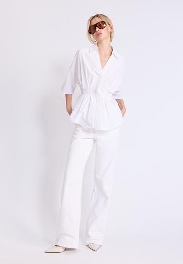 Stradivarius Рубашка из поплина с рукавами в стиле кимоно