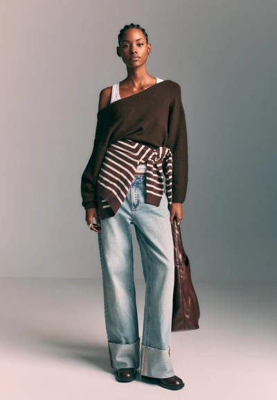 Stradivarius Мягкий вязаный джемпер с вырезом-лодочкой