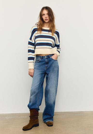 Stradivarius Укороченный полосатый трикотажный свитер