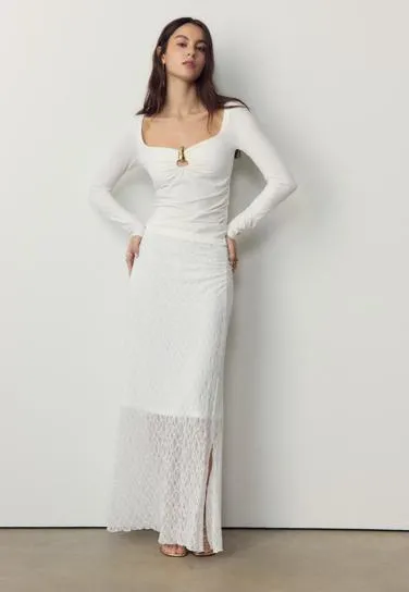 Юбка миди с кружевом и сборками- Заказать в России