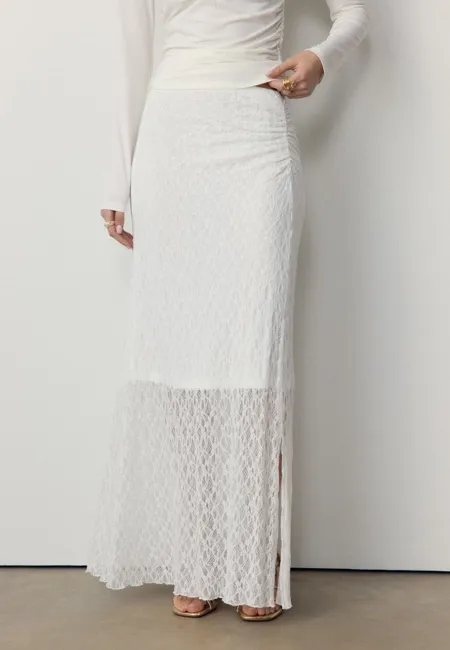 Юбка миди с кружевом и сборками- Заказать в России