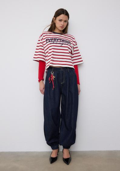 Stradivarius Футболка с короткими рукавами, в полоску, с принтом купить с доставкой.