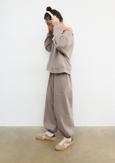 Stradivarius Брюки-джоггеры с рукавами-фонариками из флиса