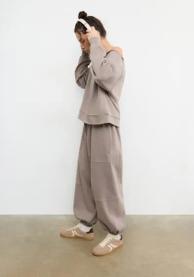 Брюки-джоггеры с рукавами-фонариками из флиса- Заказать в России