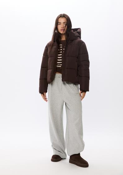 Stradivarius Базовая стеганая куртка с капюшоном